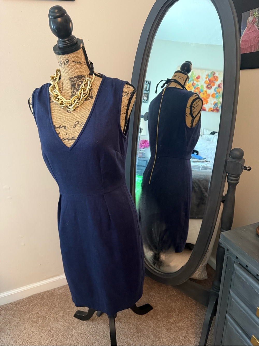 kate spade Sleeveless V-Neck Midi Dress in Navy
